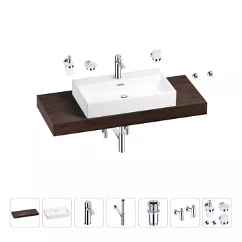 Раковина 70 см со столешницей 120 см Wellsee Graceful Pro 201012726 в наборе 10 в 1