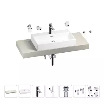 Раковина 70 см со столешницей 120 см Wellsee Graceful Pro 201012691 в наборе 10 в 1