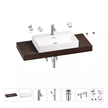 Раковина 70 см со столешницей 120 см Wellsee Graceful Pro 201012721 в наборе 10 в 1