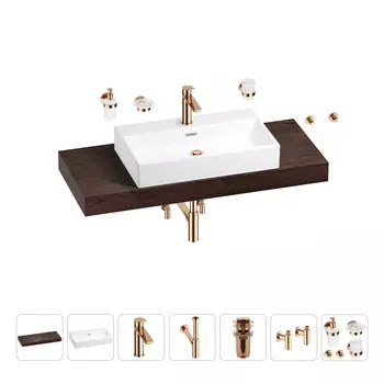 Раковина 70 см со столешницей 120 см Wellsee Graceful Pro 201012724 в наборе 10 в 1