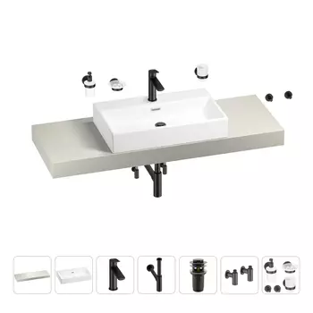 Раковина 70 см со столешницей 140 см Wellsee Graceful Pro 201012752 в наборе 10 в 1