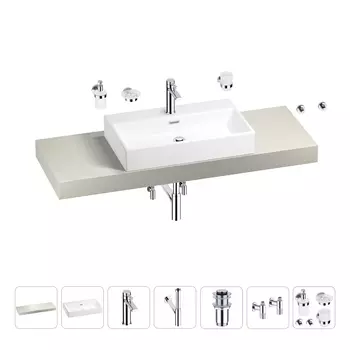 Раковина 70 см со столешницей 140 см Wellsee Graceful Pro 201012756 в наборе 10 в 1