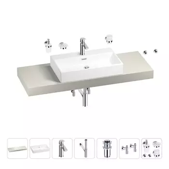 Раковина 70 см со столешницей 140 см Wellsee Graceful Pro 201012751 в наборе 10 в 1