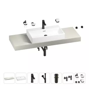 Раковина 70 см со столешницей 140 см Wellsee Graceful Pro 201012757 в наборе 10 в 1