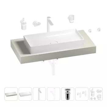Раковина 75 см со столешницей 100 см Wellsee Pure BY Wellsee 201011555 в наборе 10 в 1
