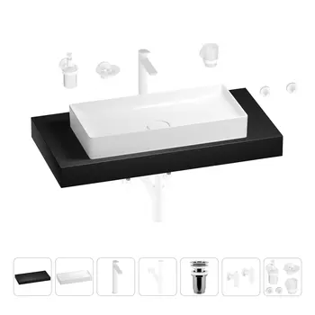 Раковина 75 см со столешницей 100 см Wellsee Pure BY Wellsee 201011655 в наборе 10 в 1
