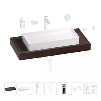 Раковина 75 см со столешницей 100 см Wellsee Pure BY Wellsee 201011615 в наборе 10 в 1