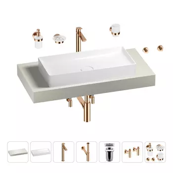 Раковина 75 см со столешницей 100 см Wellsee Pure BY Wellsee 201011554 в наборе 10 в 1