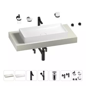 Раковина 75 см со столешницей 100 см Wellsee Pure BY Wellsee 201011557 в наборе 10 в 1