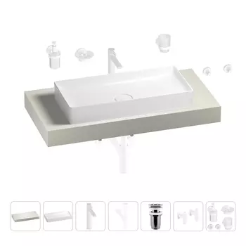 Раковина 75 см со столешницей 100 см Wellsee Pure BY Wellsee 201011560 в наборе 10 в 1