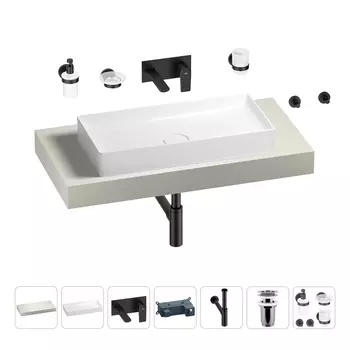 Раковина 75 см со столешницей 100 см Wellsee Pure BY Wellsee 201011562 в наборе 9 в 1