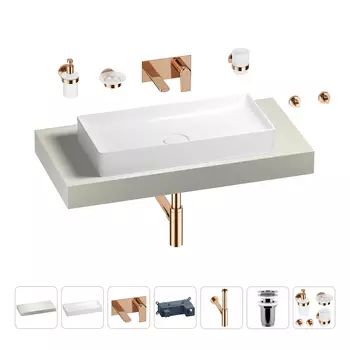 Раковина 75 см со столешницей 100 см Wellsee Pure BY Wellsee 201011564 в наборе 9 в 1