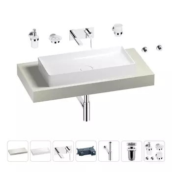 Раковина 75 см со столешницей 100 см Wellsee Pure BY Wellsee 201011566 в наборе 9 в 1