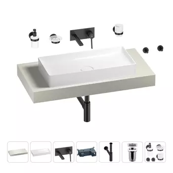 Раковина 75 см со столешницей 100 см Wellsee Pure BY Wellsee 201011567 в наборе 9 в 1