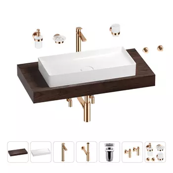 Раковина 75 см со столешницей 100 см Wellsee Pure BY Wellsee 201011614 в наборе 10 в 1