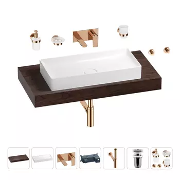 Раковина 75 см со столешницей 100 см Wellsee Pure BY Wellsee 201011624 в наборе 9 в 1
