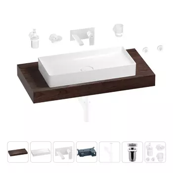 Раковина 75 см со столешницей 100 см Wellsee Pure BY Wellsee 201011625 в наборе 9 в 1