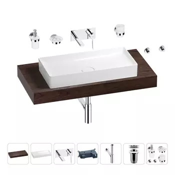 Раковина 75 см со столешницей 100 см Wellsee Pure BY Wellsee 201011626 в наборе 9 в 1