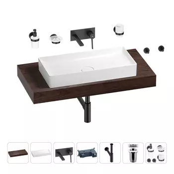 Раковина 75 см со столешницей 100 см Wellsee Pure BY Wellsee 201011627 в наборе 9 в 1