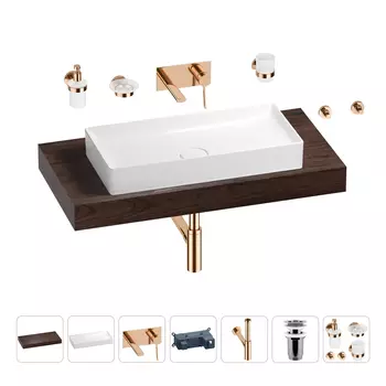 Раковина 75 см со столешницей 100 см Wellsee Pure BY Wellsee 201011629 в наборе 9 в 1
