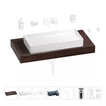 Раковина 75 см со столешницей 100 см Wellsee Pure BY Wellsee 201011630 в наборе 9 в 1