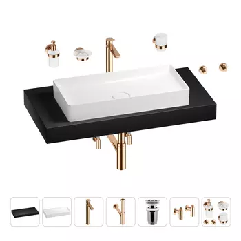 Раковина 75 см со столешницей 100 см Wellsee Pure BY Wellsee 201011654 в наборе 10 в 1