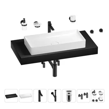 Раковина 75 см со столешницей 100 см Wellsee Pure BY Wellsee 201011657 в наборе 10 в 1