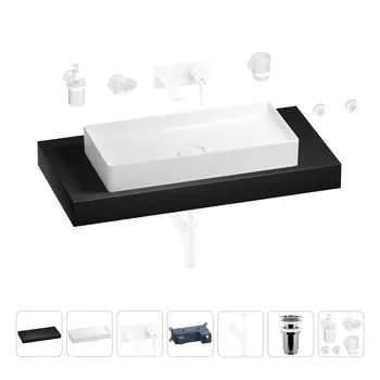 Раковина 75 см со столешницей 100 см Wellsee Pure BY Wellsee 201011670 в наборе 9 в 1