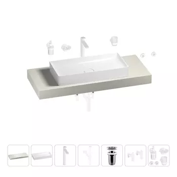 Раковина 75 см со столешницей 120 см Wellsee Pure BY Wellsee 201011675 в наборе 10 в 1