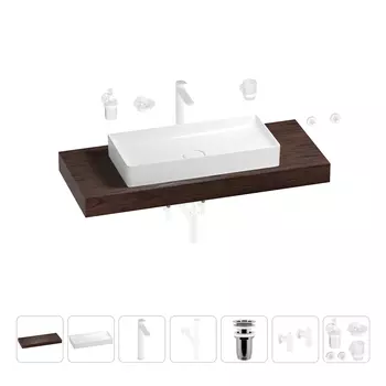 Раковина 75 см со столешницей 120 см Wellsee Pure BY Wellsee 201011735 в наборе 10 в 1