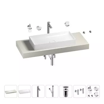Раковина 75 см со столешницей 120 см Wellsee Pure BY Wellsee 201011671 в наборе 10 в 1