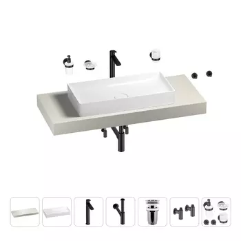 Раковина 75 см со столешницей 120 см Wellsee Pure BY Wellsee 201011672 в наборе 10 в 1