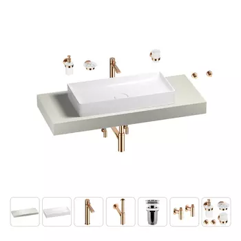 Раковина 75 см со столешницей 120 см Wellsee Pure BY Wellsee 201011679 в наборе 10 в 1