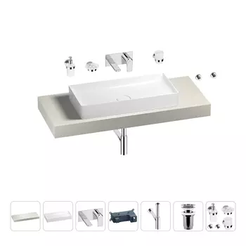 Раковина 75 см со столешницей 120 см Wellsee Pure BY Wellsee 201011681 в наборе 9 в 1