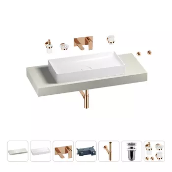 Раковина 75 см со столешницей 120 см Wellsee Pure BY Wellsee 201011684 в наборе 9 в 1