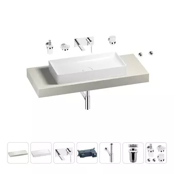 Раковина 75 см со столешницей 120 см Wellsee Pure BY Wellsee 201011686 в наборе 9 в 1