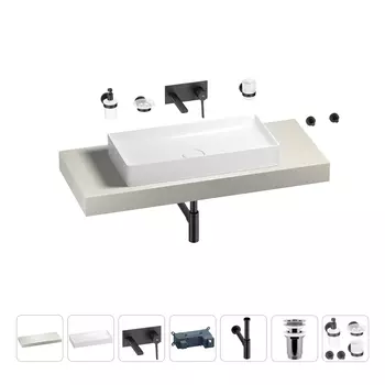 Раковина 75 см со столешницей 120 см Wellsee Pure BY Wellsee 201011687 в наборе 9 в 1