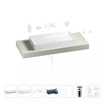 Раковина 75 см со столешницей 120 см Wellsee Pure BY Wellsee 201011690 в наборе 9 в 1
