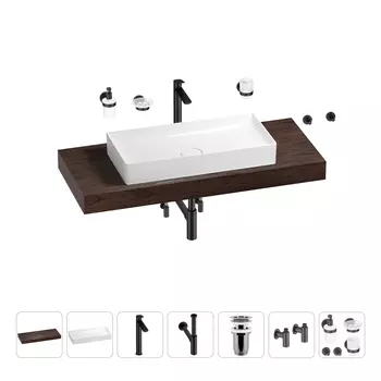 Раковина 75 см со столешницей 120 см Wellsee Pure BY Wellsee 201011732 в наборе 10 в 1