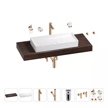 Раковина 75 см со столешницей 120 см Wellsee Pure BY Wellsee 201011734 в наборе 10 в 1