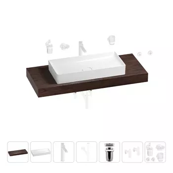 Раковина 75 см со столешницей 120 см Wellsee Pure BY Wellsee 201011740 в наборе 10 в 1