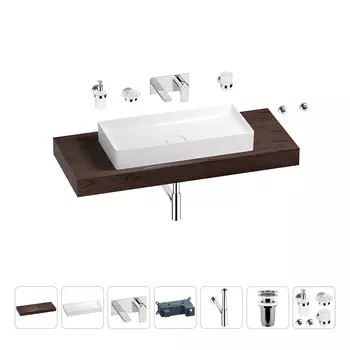 Раковина 75 см со столешницей 120 см Wellsee Pure BY Wellsee 201011741 в наборе 9 в 1