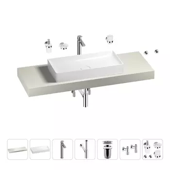 Раковина 75 см со столешницей 140 см Wellsee Pure BY Wellsee 201011791 в наборе 10 в 1