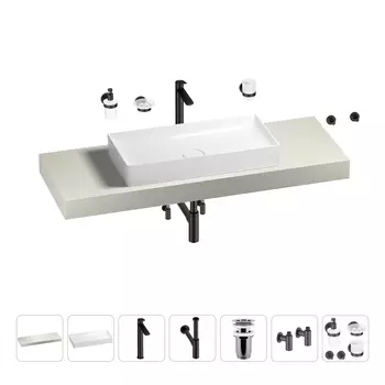 Раковина 75 см со столешницей 140 см Wellsee Pure BY Wellsee 201011792 в наборе 10 в 1