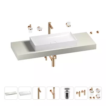 Раковина 75 см со столешницей 140 см Wellsee Pure BY Wellsee 201011794 в наборе 10 в 1