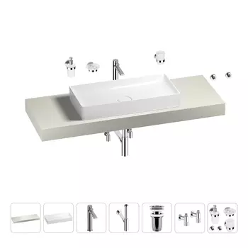 Раковина 75 см со столешницей 140 см Wellsee Pure BY Wellsee 201011796 в наборе 10 в 1