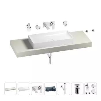 Раковина 75 см со столешницей 140 см Wellsee Pure BY Wellsee 201011801 в наборе 9 в 1