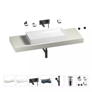 Раковина 75 см со столешницей 140 см Wellsee Pure BY Wellsee 201011807 в наборе 9 в 1