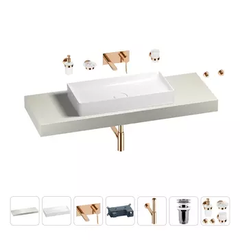 Раковина 75 см со столешницей 140 см Wellsee Pure BY Wellsee 201011809 в наборе 9 в 1