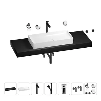 Раковина 75 см со столешницей 140 см Wellsee Pure BY Wellsee 201011892 в наборе 10 в 1